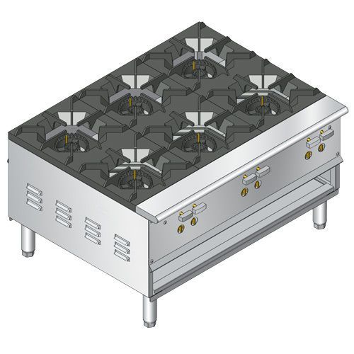 NEW RESTAURANT STOCK POT RANGE STOVE RADIANCE 6 BURNERS MODEL PCS-36-6R