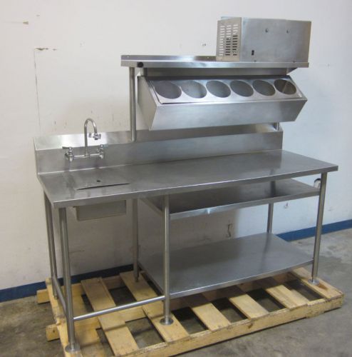 Commercial refrigerated condiment prep table station 76&#034;w stainless steel salad for sale