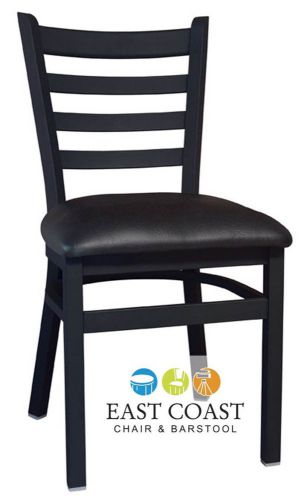 New Gladiator Ladder Back Metal Restaurant Chair with Black Vinyl Seat