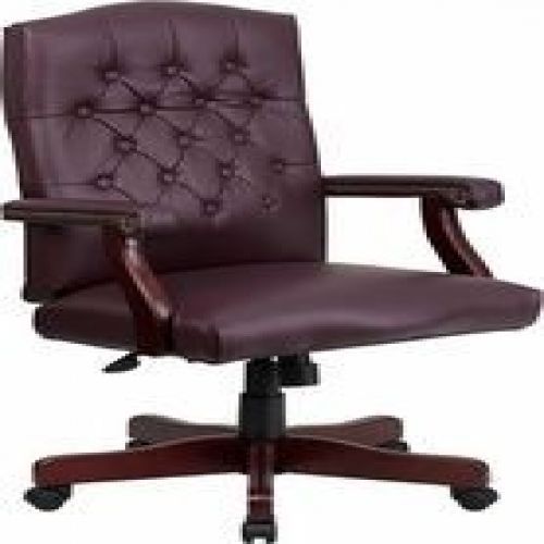 Flash Furniture 801L-LF0019-BY-LEA-GG Martha Washington Traditional Burgundy Lea