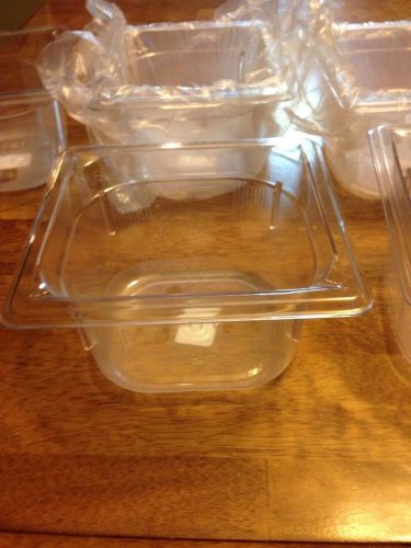 Low Temp 1/6th Clear Plastic Pan 4&#034; Deep  Vollrath NSF (Set of 6) 8064410