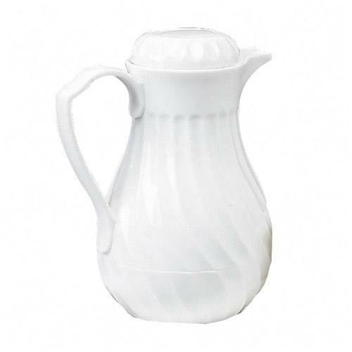 Hormel Poly Lined White Swirl Design Carafe, 40 oz. Capacity. Sold as Each
