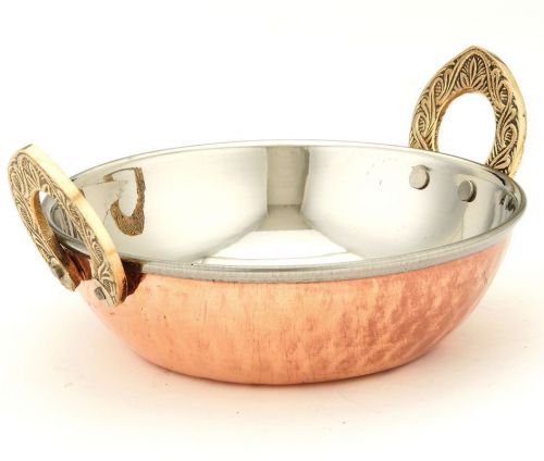 Copper &amp; Stainless Steel Kadai Bowl - 16 Oz.