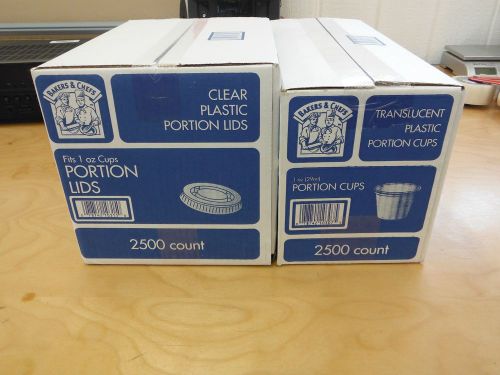 Bakers &amp; Chefs 1 OZ Plastic Portion Cups &amp; Lids 2500 Cups &amp; Lids Translucent