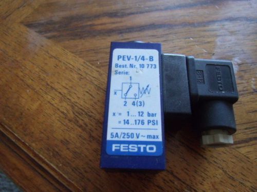 NEW FESTO PRESSURE SWITCH 250 VAC MAX 5 AMP MODEL PEV-1/4-B