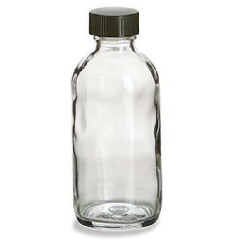 72 Pcs - 4 oz Boston Round CLEAR Bottle (120 ml) with Cap