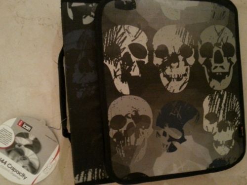 NEW ICON CD DVD HOLDER COOL SKULL PUNK W/ ZIPPERED ORGANIZER POCKET PLAYER PHONE