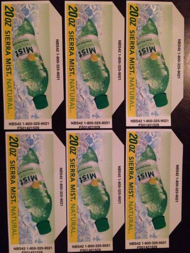 (6) Sierra Mist 20 Oz. Bottle Small Vending Flavor Strip Labels