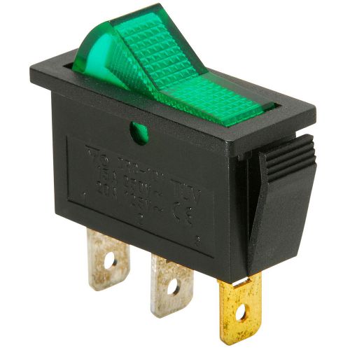 Spst large rocker switch w/green illumination 125vac 060-706 for sale