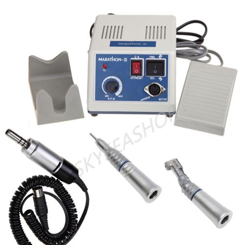 35k RPM Dental Marathon Micro Motor Drill + Straight Handpiece + Contra Angle