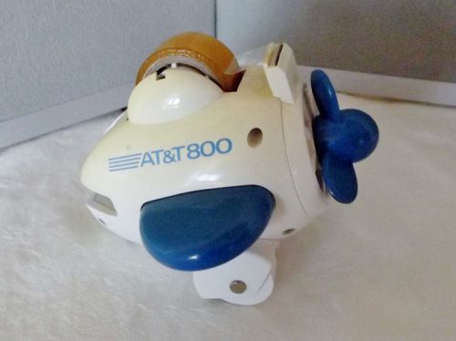 Vintage 1986 at&amp;t airplane novelty promo desk set stapler &amp; tape dispenser for sale