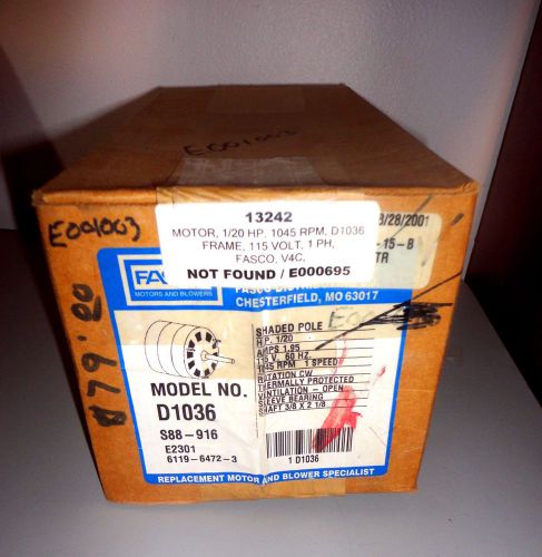 1/20 hp 1045 RPM CW 5&#034; Diameter 115V Fasco Electric Motor # D1036 NEW IN BOX