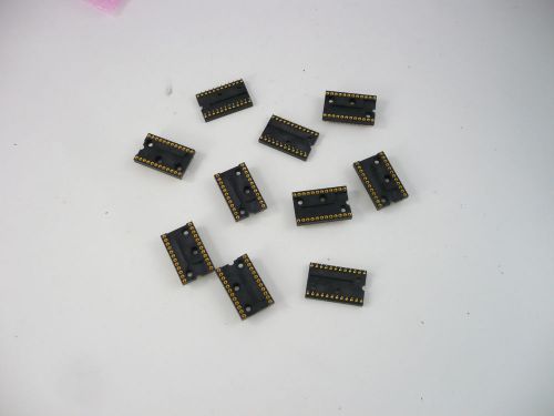 24 PIN AUGAT MACHINE IC SOCKET GOLD INSERT CONTACTS &amp; GOLD PINS - 10 PCS