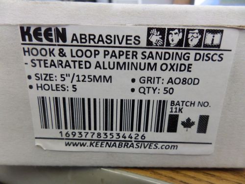 Keen 5&#034; hook &amp; loop 80 grit paper sanding discs aluminum oxide (qty.50) id9218 for sale