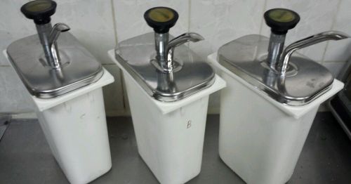 ~~3 VINTAGE SODA SYRUP DISPENSER, 3 PUMPS AND BINS~~