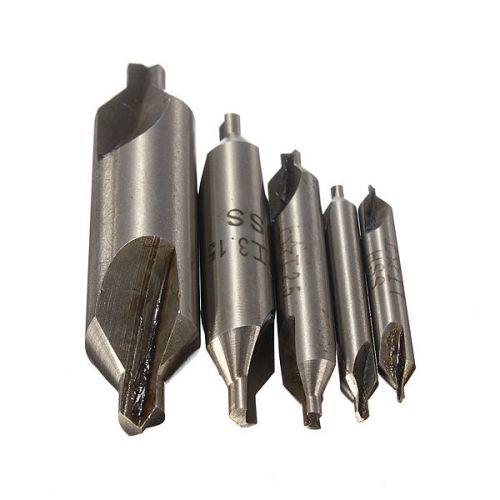 5x HSS Combined Center Drills Countersinks 60 Degree Angle 60° Bit Tip Tool Set