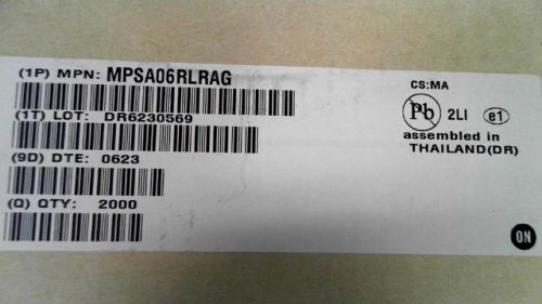 545-PCS NPN GENERAL PURPOSE SMALL SIGNAL 80V MPSA06RLRAG MPSA06 MPSA06RLRA