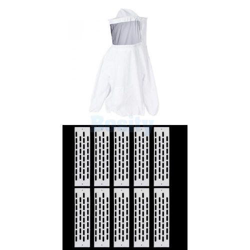 Beekeeping protective jacket veil smock +10x beekeeping bee queen excluder tool for sale