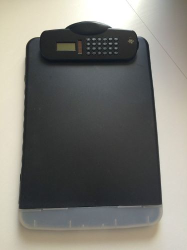 Officemate Slim Black Storage Clipboard w/Solar Powered Calculator