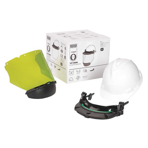 Hard Hat w/Faceshield Brckt, FBrim, White 10118696