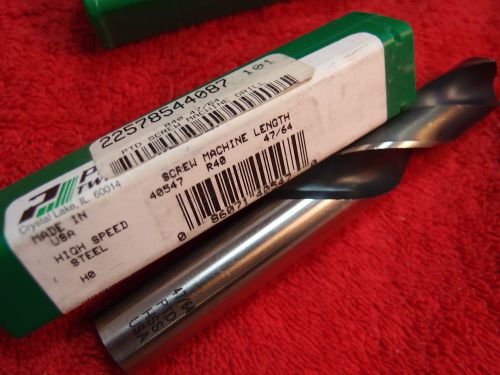 NEW PRECISION TWIST 40547 R40 47/64&#034; HSS Screw Machine Length Drill 118° Point