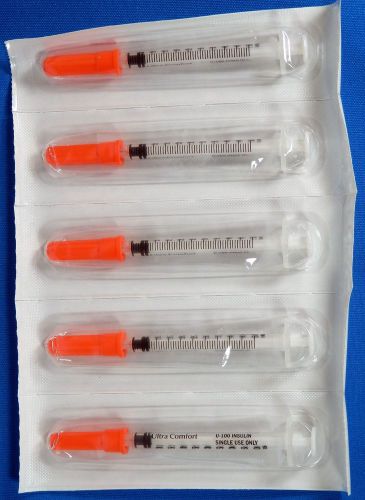 NEW STERILE 10 CT MONOJECT 100U/ 1CC SYRINGES WITH NEEDLE.