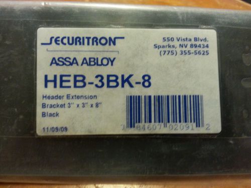 Securitron heb-3bk-8 black header extension bracket 3&#034;x3&#034;x8&#039; assa abloy for sale