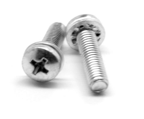 #6-32x5/16 machine screw sems phillips pan hd, w / int wash unc black, pk 100 for sale