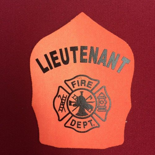 3M FLUORESCENT ORANGE FIREFIGHTER LIEUTENANT SHIELD HELMET STICKER 3X2 INCH