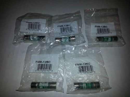Lot Of 5 Bussmann Fusetron FNM-12BC Fuses, New in Original Packaging