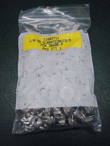 Bag of 100 Stainless Steel Serrated Nuts 1/4-20