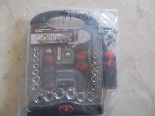 Performance Tool W39000 Stubby Set Socket Wrench Screwdriver Ratchet 45 piece