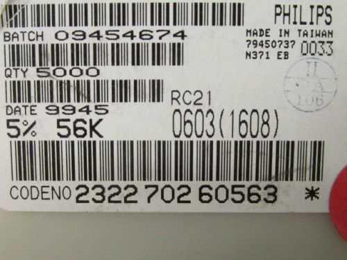 5000 PCS PHILIPS 2322 702 60563  RESISTORS