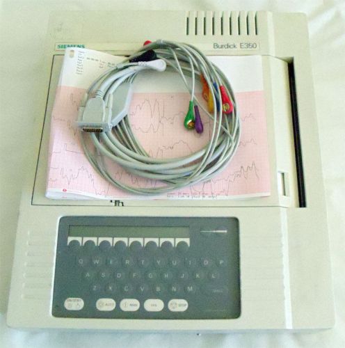 Seimens Burdick E350 Electrocardiograph EKG ECG With Cables &amp; Grid Paper