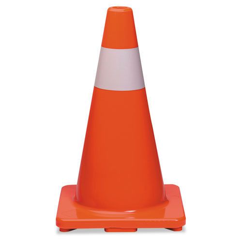 Tatco traffic cone, 18h x 10w x 10d, orange/silver for sale