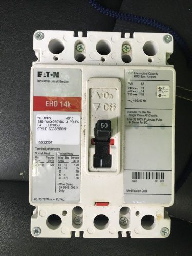 Used Eaton 3-pole 50amp 480VAC Breaker