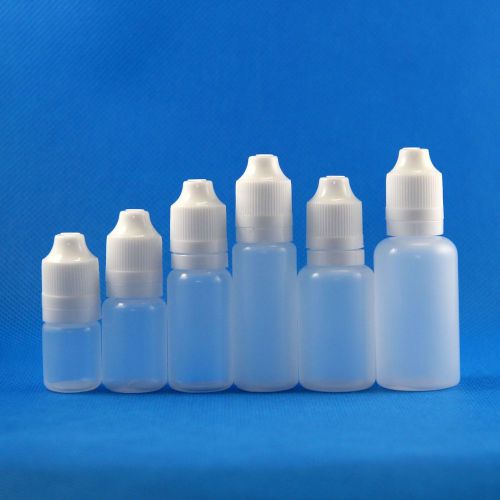 100 Pcs 5-120ml LDPE Plastic Dropper Bottles Tamper Evident &amp; Child Doube Proof