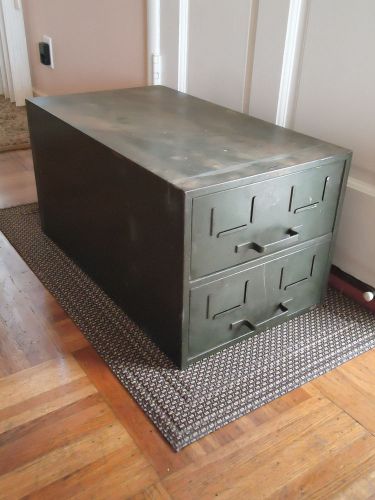 Vintage Industrial Army Military 2 Dr Metal Steel File Cabinet Storage Tool Box