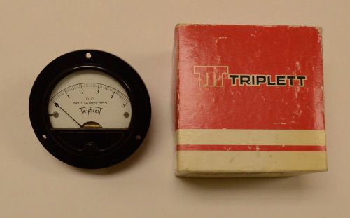 VINTAGE TRIPLETT BAKELITE METER GAUGE, Model 321-T, 0-5 mA,  WITH BOX, NOS.