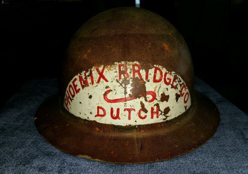 VINTAGE PHOENIX BRIDGE COMPANY FULL BRIM HARD HAT FIBERGLASS - HTF RARE 1942 MSA