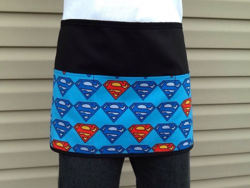 Black Superman server waitress waist Half apron restaurant cafe bar Classyaprons