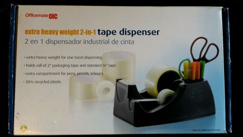 Oic heavy duty 2-1 tape dispenser holds roll of 2&#034; tape &amp; 3/4&#034; packaging tape for sale