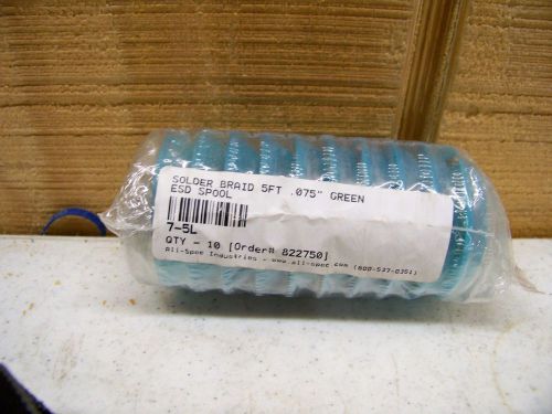 10 Chem-Wik Solder Braid 5 foot .075&#034; Green ESD Spool New