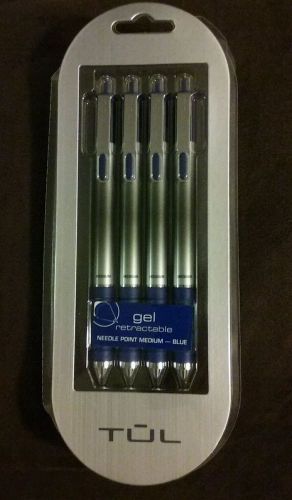 Tul retractable gel pens 0.7mm needle point, blue 4/pk new for sale