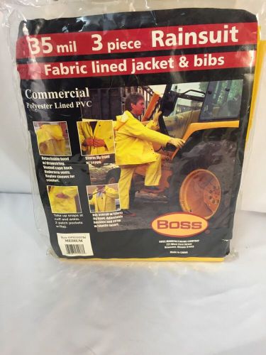 Boss 3PR0300YM Medium Yellow 3-Piece Lined PVC Rain Suit