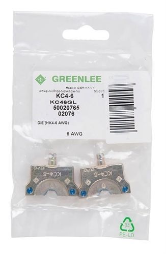 GREENLEE KC4-6 DIE SET,#6 CU AWG