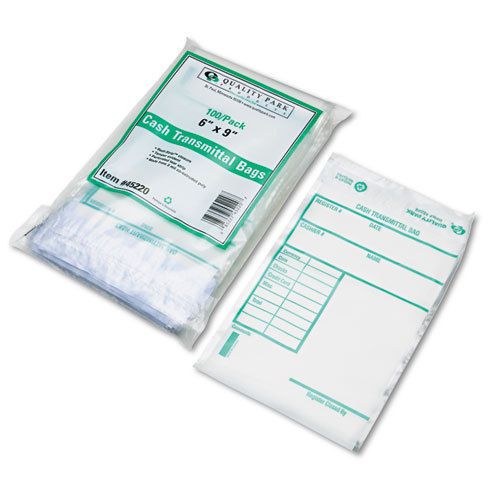 Cash Transmittal Bags w/Printed Info Block, 6 x 9, Clear, 100 Bags/Pack