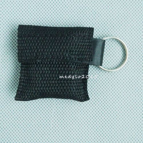 50 PCS/Pack CPR MASK WITH KEYCHAIN CPR FACE SHIELD NO LOGO FOR CPR  AED BLACK