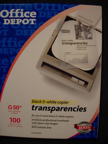 OFFICE DEPOT #753-631 BLACK &amp; WHITE COPIER TRANSPARENCIES 90+