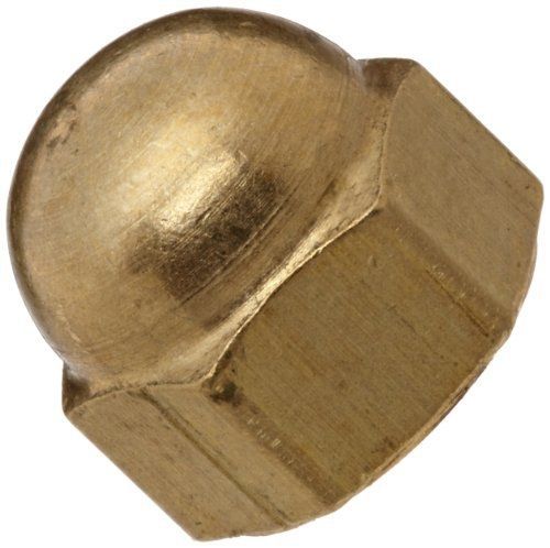 Brass Acorn Nut, Plain Finish, Right Hand Threads, Class 2B 1/4&#034;-28 Threads,